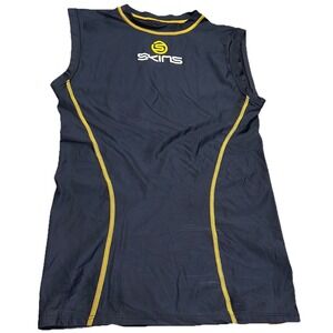 Skins Men's Compression Tank‎ Top Black Sleeveless Stretch Workout Cycling Large